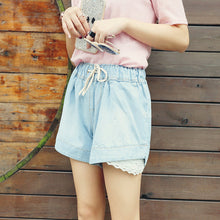 Load image into Gallery viewer, 2018 Summer New Arrival Plus Size 5XL Women&#39;s Jeans Shorts Fashion High Waist Pockets Drawstring Waist Lace Trousers B85114X