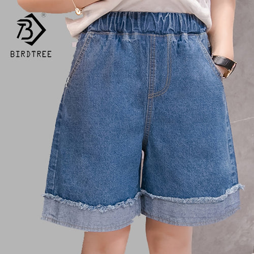 2018 Summer New Arrival Plus Size 5XL Women's Jeans Knee-Length shorts High Waist Pocket Cuffs Drawstring Loose Trousers B85109X