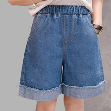 Load image into Gallery viewer, 2018 Summer New Arrival Plus Size 5XL Women&#39;s Jeans Knee-Length shorts High Waist Pocket Cuffs Drawstring Loose Trousers B85109X