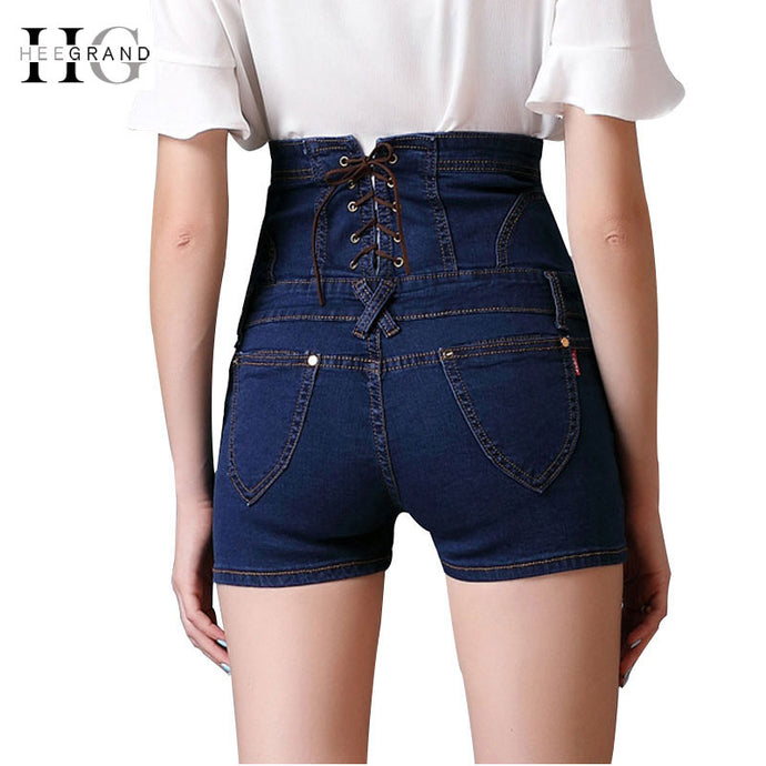 HEE GRAND Plus Size 5XL Shorts for Students Denim Shorts 2018 Summer Butt lift Short Pants High Waist Lace-up Short Jeans WKD588