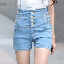 Load image into Gallery viewer, HEE GRAND Plus Size 6XL Shorts for Women Denim Shorts 2018 Summer Butt lift Short Pants High Waist Button Fly Short Jeans WKD587