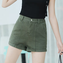 Load image into Gallery viewer, Plus Size 2XL 2019 Summer  Women&#39;s Shorts  Jeans High Waist With Pockets Straight Leg Black Jeans Elastic Waist Trousers B85103X